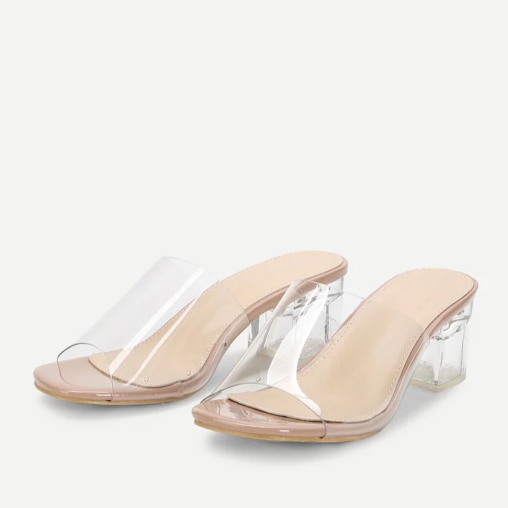 New In Box Tan / Clear Low Heel Shoes